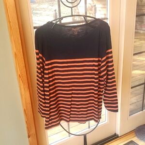 Hatley Breton Navy and Orange Striped Long Sleeve Sz. XL Top